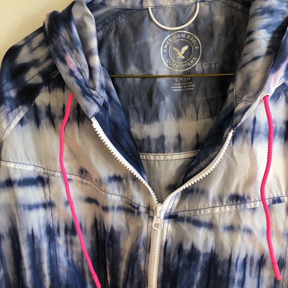 AEO American Eagle Tie Dye Windbreaker Jaket Hood - Picture 3 of 5